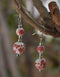Two Bead Blue Pottery Earrings (Red &White)